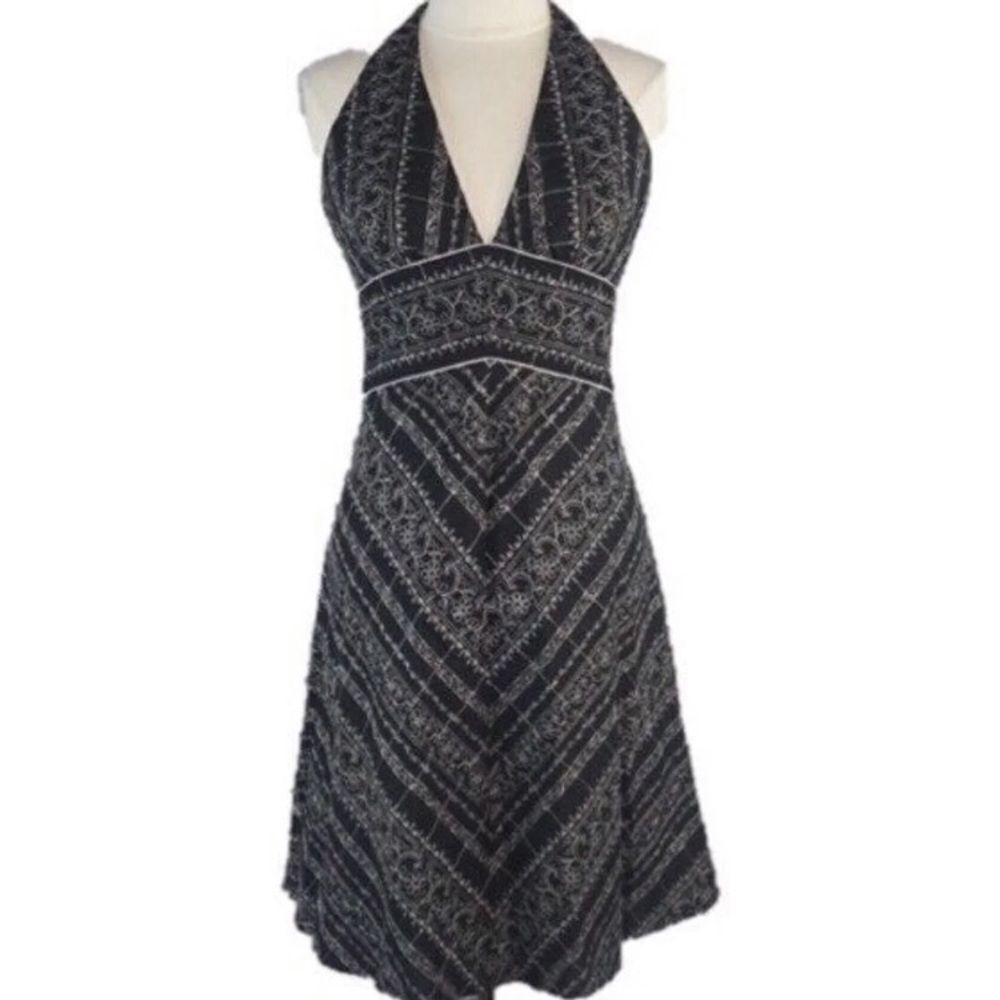 WHBM Halter Embroidered Dress Black Size 0